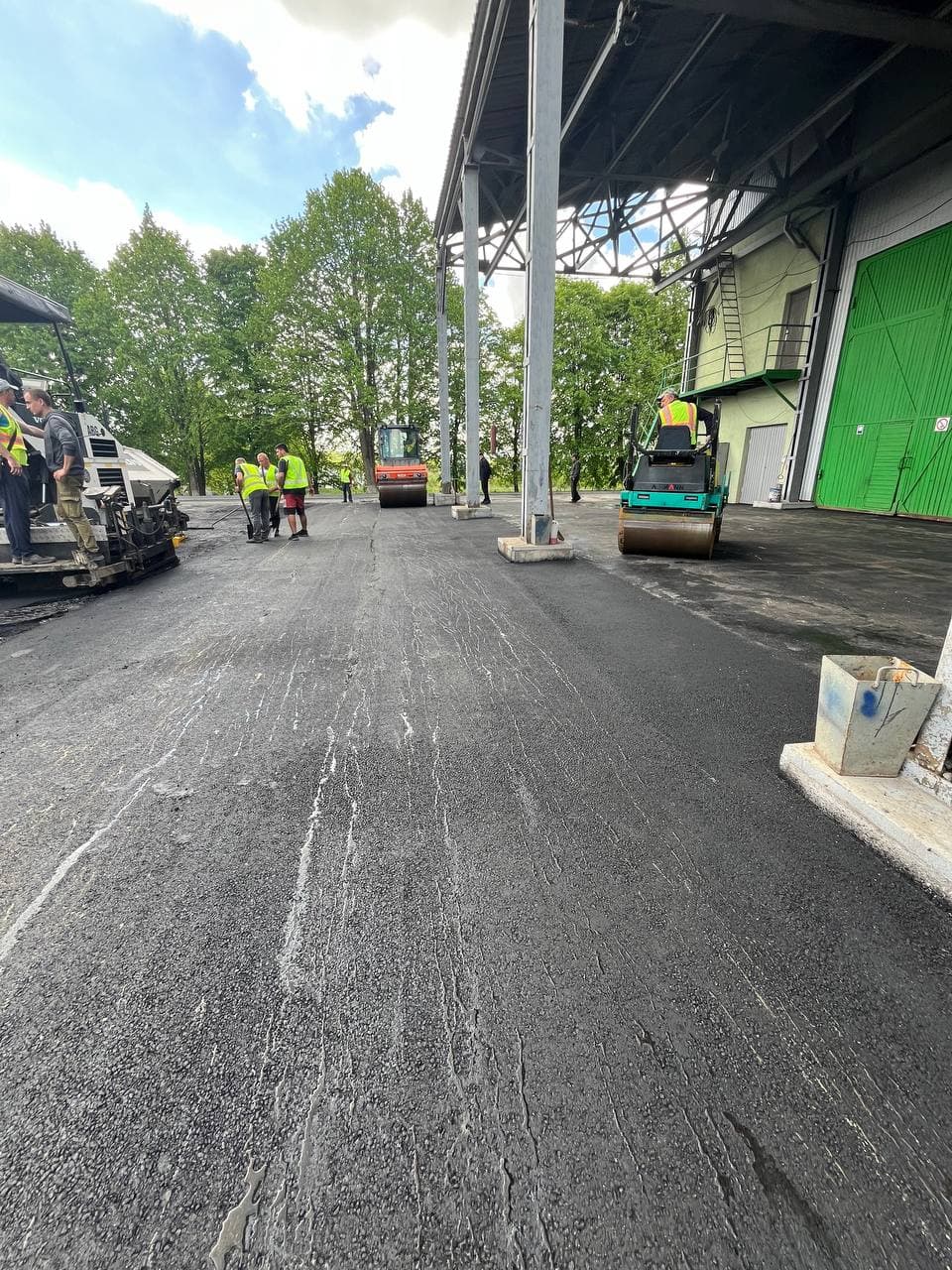 Paving the access road to the chemical plant